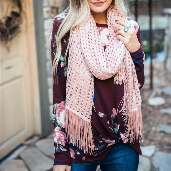 Dash of Pink Accessories - Eyelets + Fringe Blush Scarf